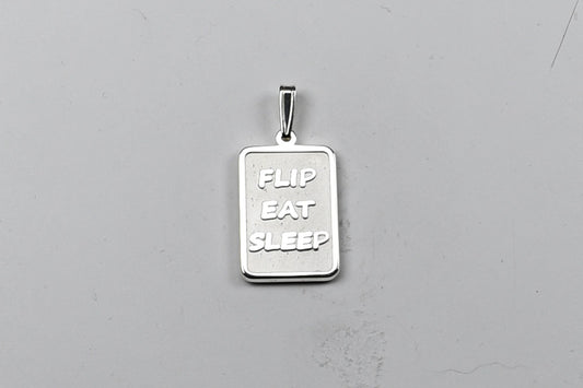 Eat, Flip, Sleep Rectangle Pendant
